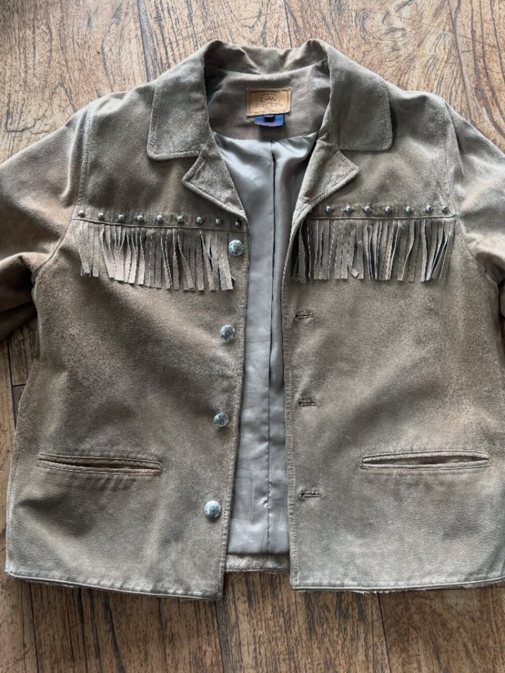 Ralph-RL Authentic Dry Goods Co Fringe Western Suede Leather Jacket Size Medium - Picture 2 of 5